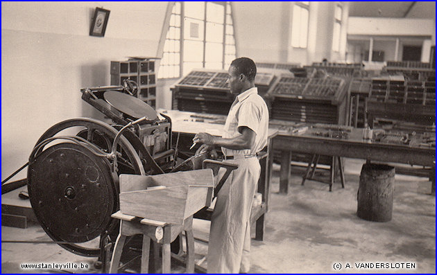 Atelier d'imprimerie des Frères Maristes à Stanleyville