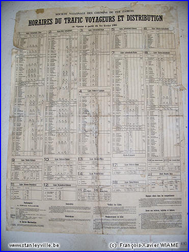 Horaires des chemins de fer zaïrois