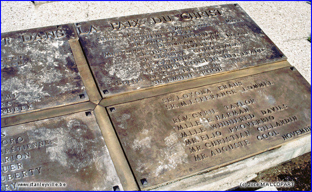 Détail du mémorial des missionnaires assassinés en 1964 à Stanleyville