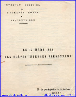 Spectacles des internes de l'Athénée Royal 1956