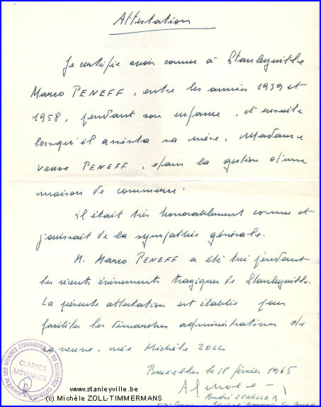 Attestation de André Schöller