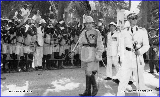 Le roi Baudouin en 1955 à Stanleyville