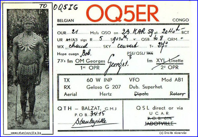 Carte de radio amateur OQ5ER