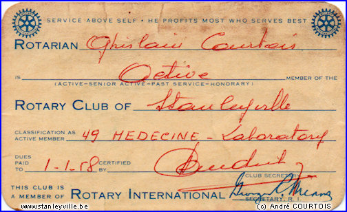 Carte de membre Rotary Club