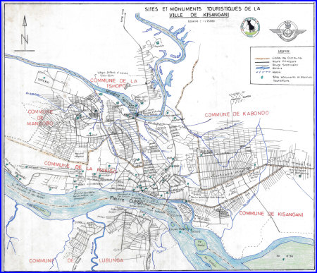 Carte des sites toursitiques de Kisangani